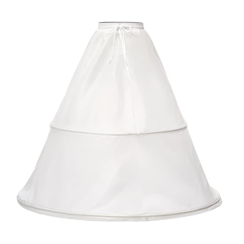Kumeng Women's 2 Hoops Bridal Crinoline White Petticoat Half Slip Underskirt Wedding dress Bride Pannier Petticoat (White) - Image 1